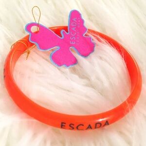 Vintage Auth Escada Orange Bangle bracelet-plastic w/ butterfly paper Escada tag
